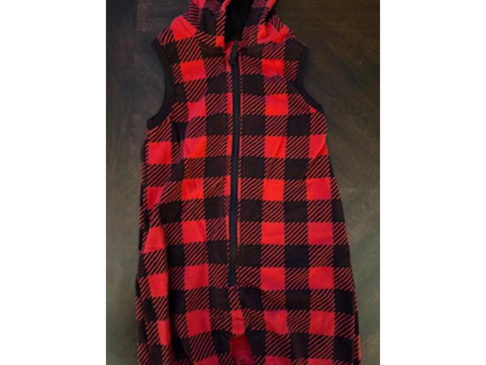 Red & Black Sleeveless Hooded jumper Size 24m